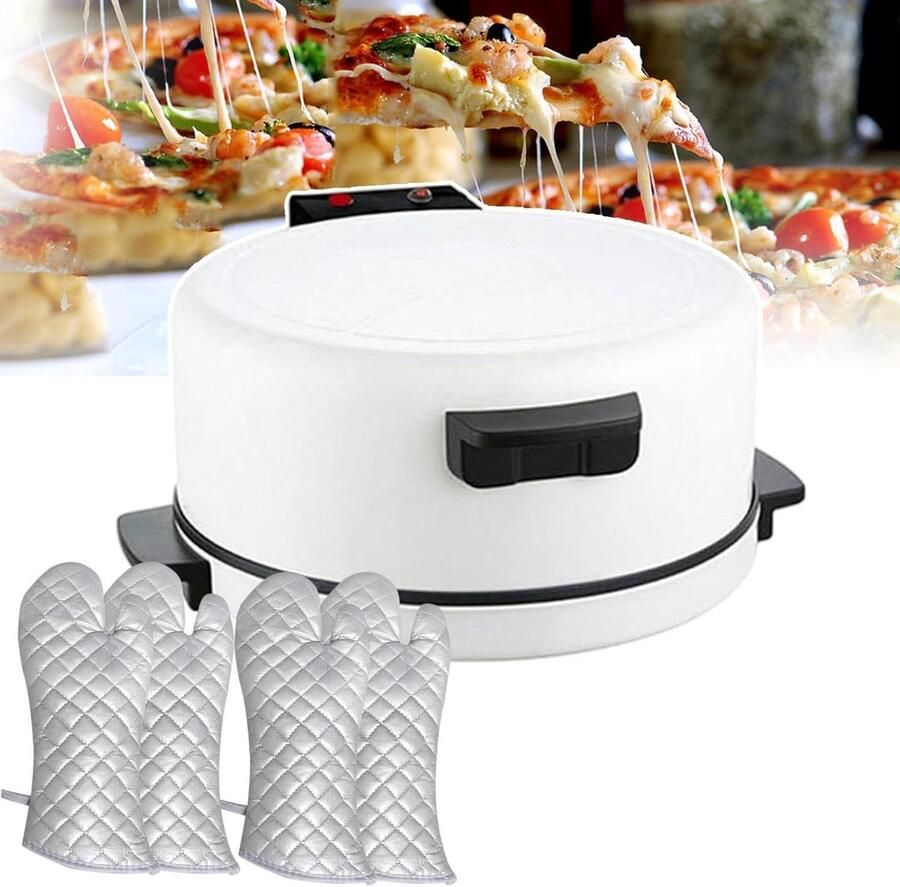 Elektrische Pizzaoven Pizza Maker Broodrooster Thuis Pizza Bakken Snelle Gelijkmatige Verwarming 30 cm Diameter Wit Zwart - Foto 1