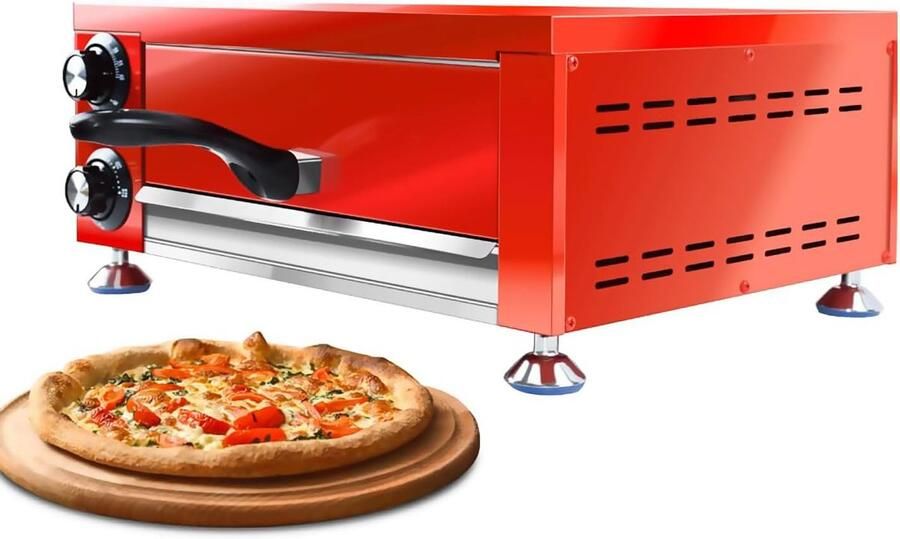 Elektrische Pizzaoven Pizza Maker Thuis Pizza Bakken Instelbare Temperatuur 30 cm Pizza Rood
