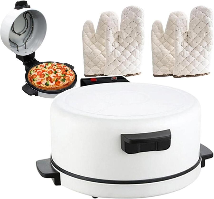 Elektrische Pizzaoven Pizzabakker Aanrecht Commercieel Gebruik Automatische Warmteregeling 30cm Diameter Wit Zwart