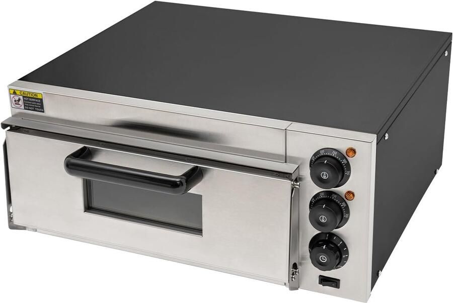 Elektrische Pizzaoven Pizzabakker Steenoven Brood en Gebak Onafhankelijke Temperatuurregeling 57D x 47.5B x 27.5H cm Rood
