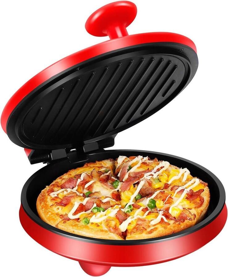 Elektrische Pizzaoven Pizzabakker Thuis Pizza's Bakken Vuurvaste Steen 23 cm Diameter Rood
