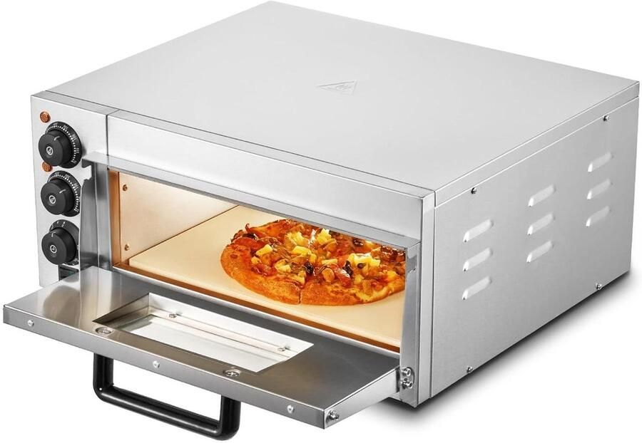 Elektrische Pizzaoven Pizzamachine Binnen Lekkere Pizza's Bakken Roestvrij Staal Constructie 406 cm Zilver