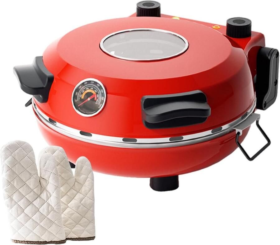 Elektrische Pizzaoven Pizzamachine Thuis Pizza Maken Hoge Temperatuur 31CM Capaciteit Rood Zwart