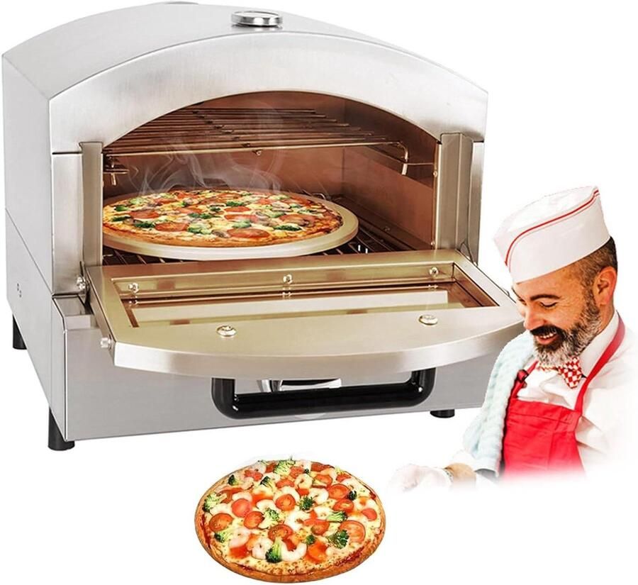 Elektrische Pizzaoven Pizzamachine Thuis Verse Pizza Bakken Dubbele RVS Rekken 42.5 x 52 x 41 cm - Foto 1