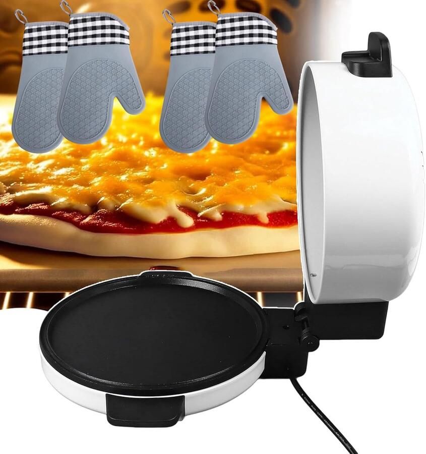 Elektrische Pizzaoven Pizza Maker Thuis Koken Automatische Temperatuur 30CM Diameter Wit Zwart