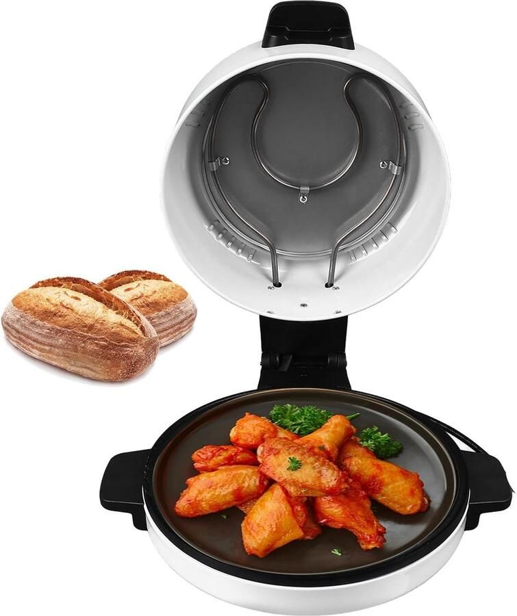 Elektrische Pizzaoven Pizzamaker Broodrooster Thuis Pizza Bakken Roestvrijstalen Verwarmingselement 30 cm Diameter Zwart