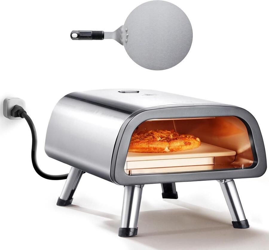 Elektrische Pizzaoven Pizzamaker Buitenoven Pizza Bakken Hoge Temperatuur 850°C 30.5 cm Zwart