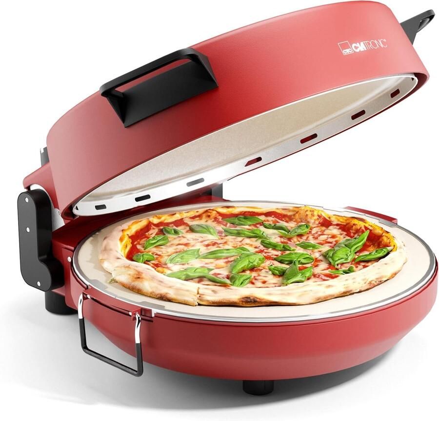 Elektrische Pizzaoven Pizzamaker Italiaanse Pizza Tot 350 Graden 32cm Steen Rood
