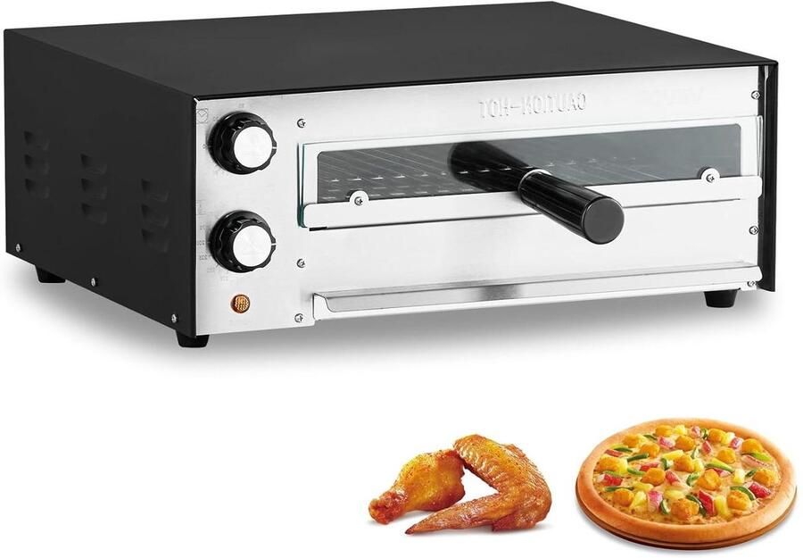 Elektrische Pizzaoven Pizzamaker Keuken Pizza Bakken Snelle Gelijkmatige Warmte 12 inch Zwart