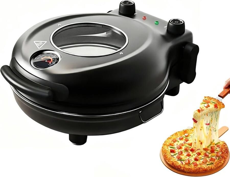 Elektrische Pizzaoven Pizzamaker Keuken Thuis Pizza Bakken 450 Graden Instelbaar 30 Cm Steen Zwart