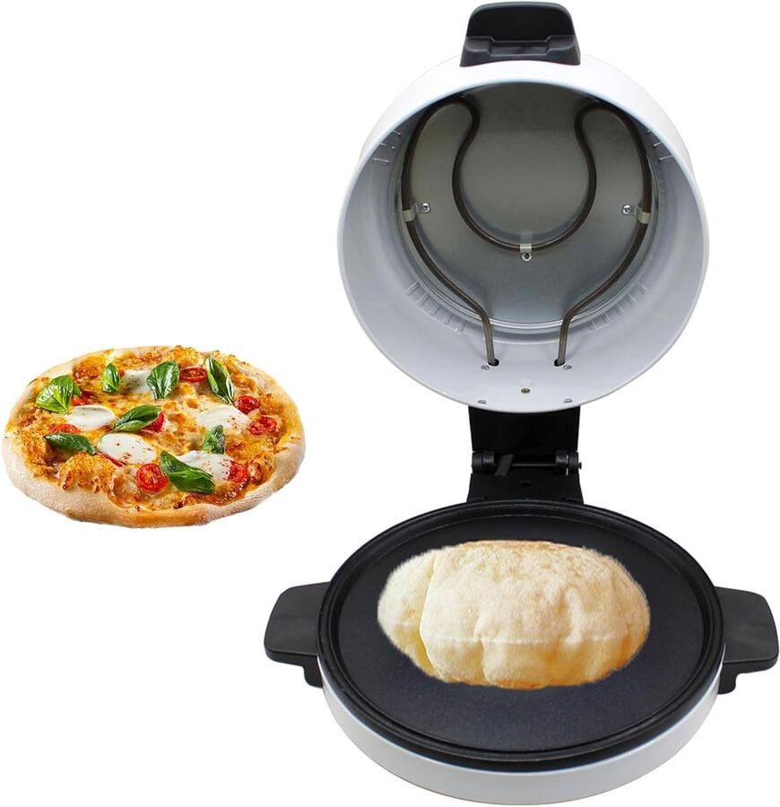 Elektrische Pizzaoven Pizzamaker Tafelmodel Thuis Pizza Bakken Automatische Temperatuurregeling 30 cm Diameter Zilver
