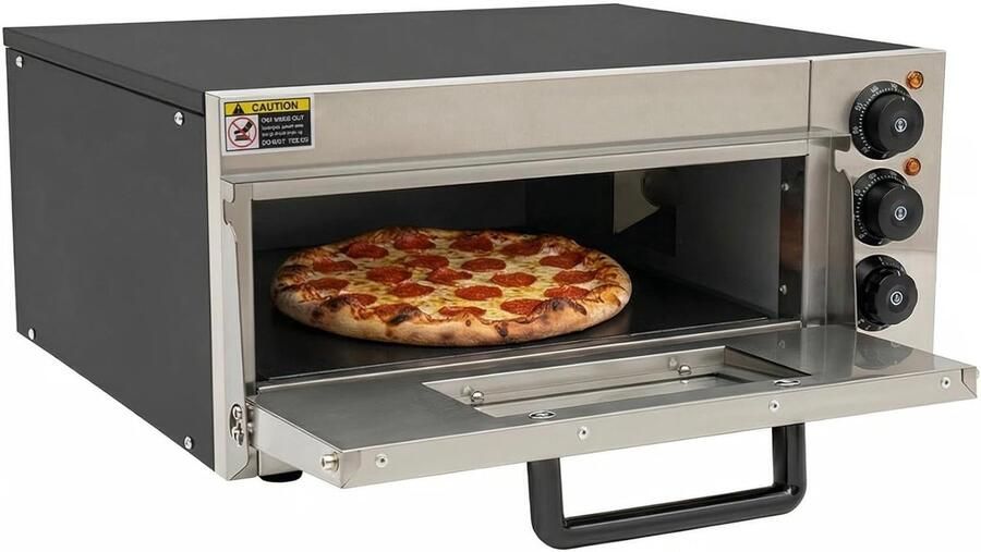 Elektrische pizzaoven Tafeloven bakoven Thuis bakken Snelle opwarming 20 liter capaciteit Zwart zilver
