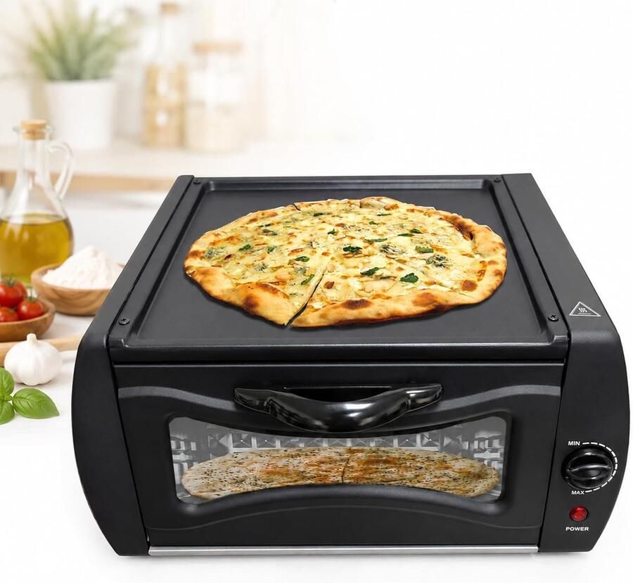 Elektrische Pizzaoven Tandoor Oven Broodmaker Thuis Bakken Grillen Temperatuurregeling 15 liter Zwart