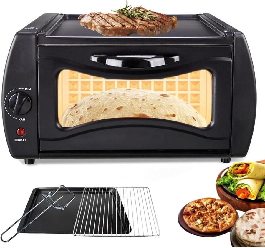 Elektrische Pizzaoven Tandoor Oven Pizzamaker Zelfgemaakte Pizza Bakken Instelbare Temperatuurregeling 15L Zwart