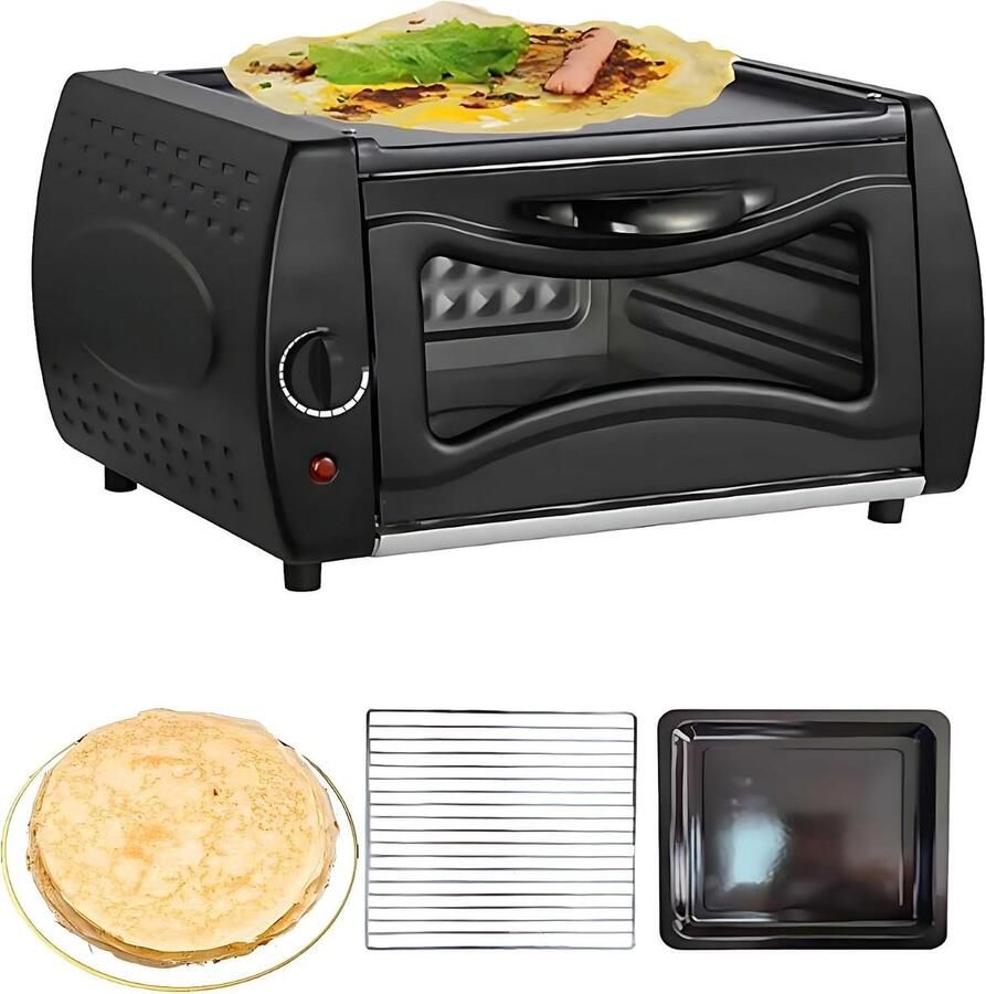 Elektrische Pizzaoven Tandoori Oven Mini Oven Thuis Koken Anti-aanbak Gecoate Plaat 14L Zwart