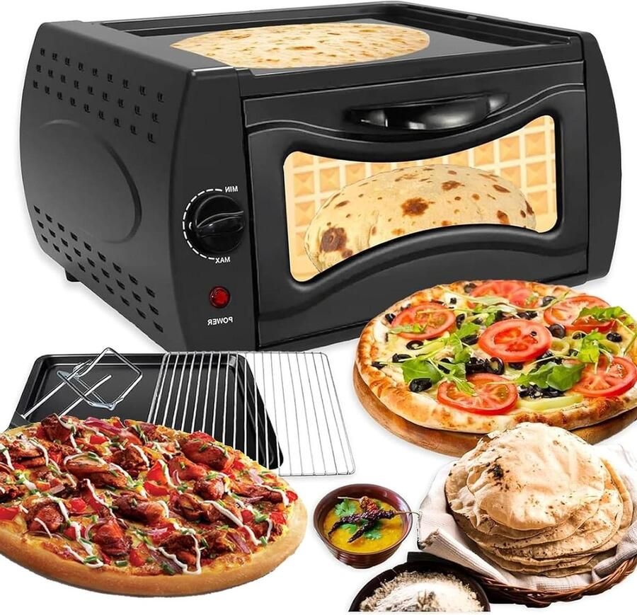 Elektrische Pizzaoven Tandooroven Aanrecht Pizza Bakken Snelle Verwarmingsfunctie 15 liter Zilverkleurig