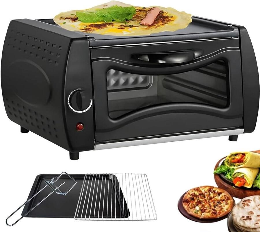 Elektrische Pizzaoven Tandooroven Thuis Indiaanse Gerechten Maken Non-stick Coating 15L Oven Zwart