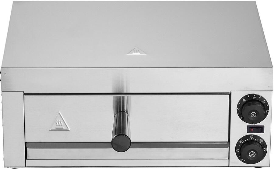 Elektrische Pizzaoven voor Op Het Aanrecht 30 cm 1500 W Instelbare Temperatuur En Timer van 0-60 Minuten Gelijkmatige Verwarmingstechnologie En Uitneembare Kruimellade Geschikt voor Thuis- En Professionele Keukens