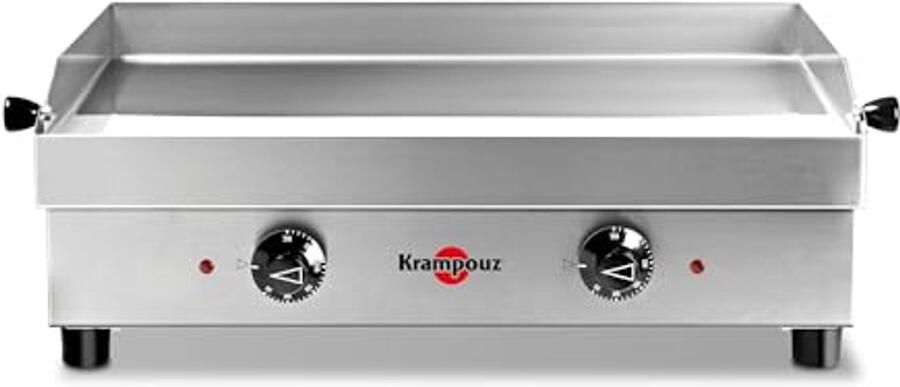 Elektrische Plancha Rvs Grillplaat 54 x 33 cm 2500 Watt 2 Bakzones 2 Thermostaten tot 300°C Eenvoudig Schoon te Maken