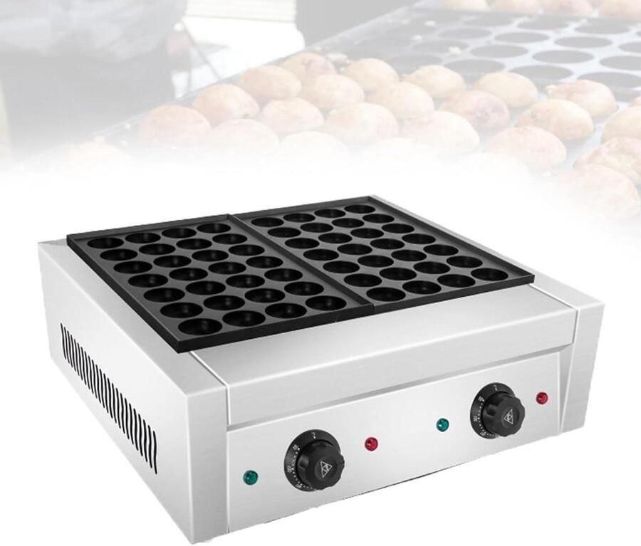 Elektrische Poffertjespan Poffertjesapparaat Mini Pancake Maker Professioneel Bakken Snel Kooksysteem 84 Poffertjes Zilver