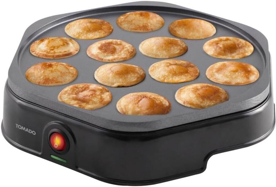 Elektrische Poffertjespan Zwart Bakt 14 Poffertjes Tegelijk Antiaanbaklaag Voor Feestjes en Ontbijt