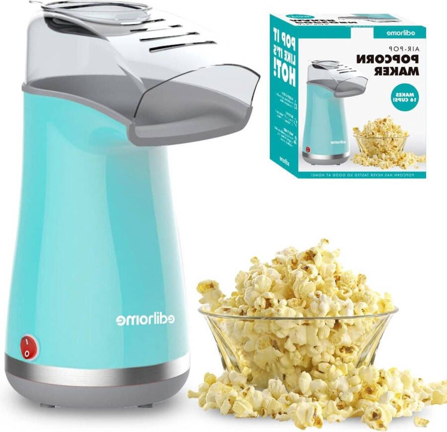 Elektrische Popcornmachine 1200 W incl. Doseerlepel Popcorn in 2 minuten Blauw