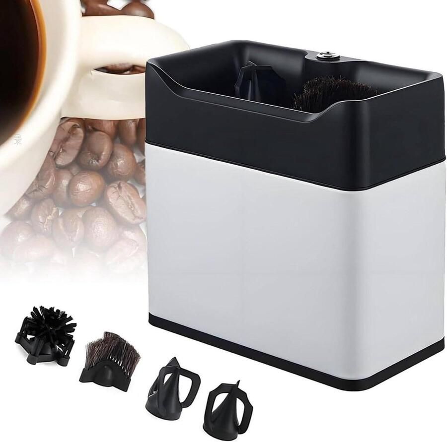 Elektrische Portafilter Reiniger Koffiedik Verwijderaar Koffiezetapparaten Schoonmaken Dubbele Compatibiliteit 51 58mm 26.2X13.8X21.6cm Wit