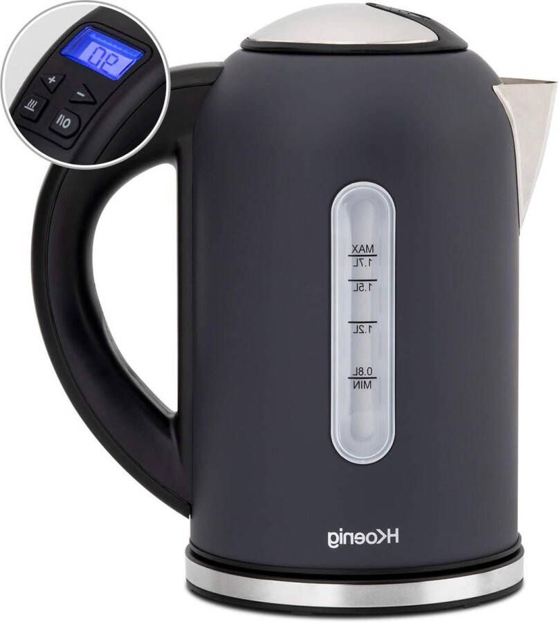 Elektrische Programeerbare Waterkoker Mat Grijs 1.7L 2200W Roestvrijstaal Instelbare Temperatuur 40-100°C Snelkoken Compact Warmhoudfunctie Groen Wit Zwarte Tee Infusies