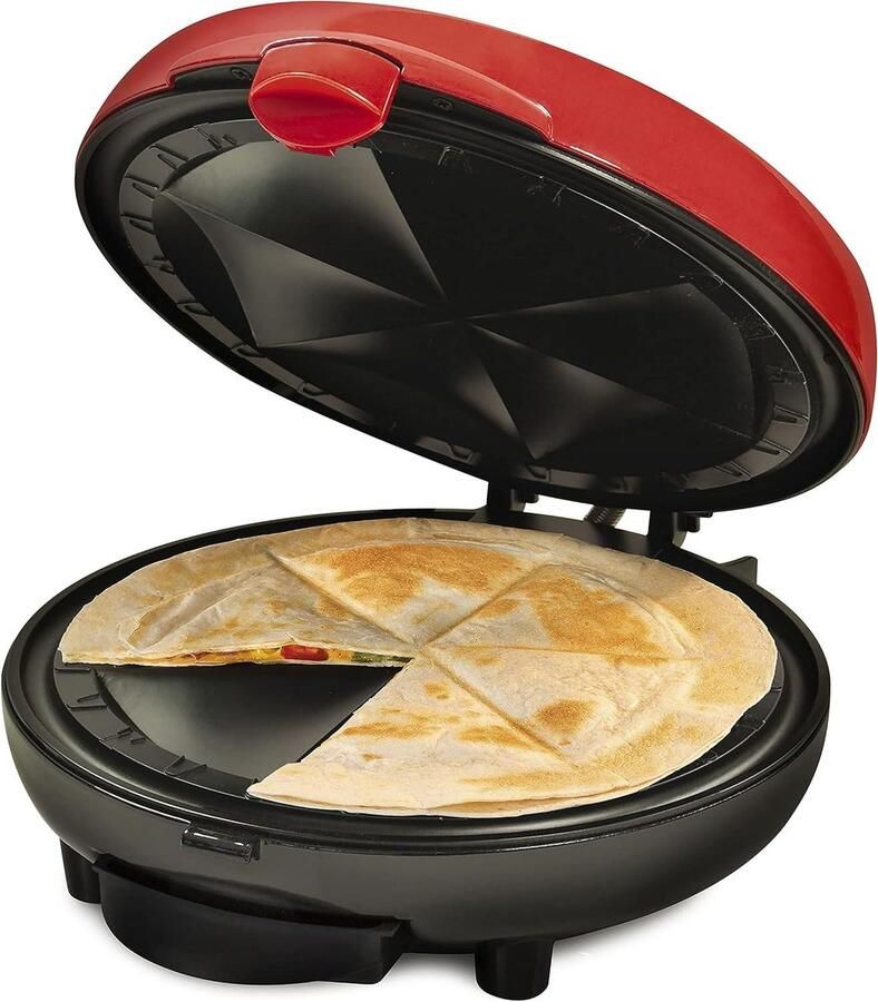 Elektrische Quesadilla Maker Keukenapparaat Snelle Maaltijden Extra Vulling Vergrendeling 8 Inch Rood