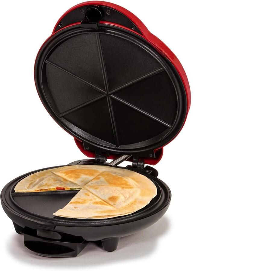 Elektrische Quesadilla Maker Snack Apparaat Snel Snacks Maken 6 Wedge Vorm Compact Design Rood