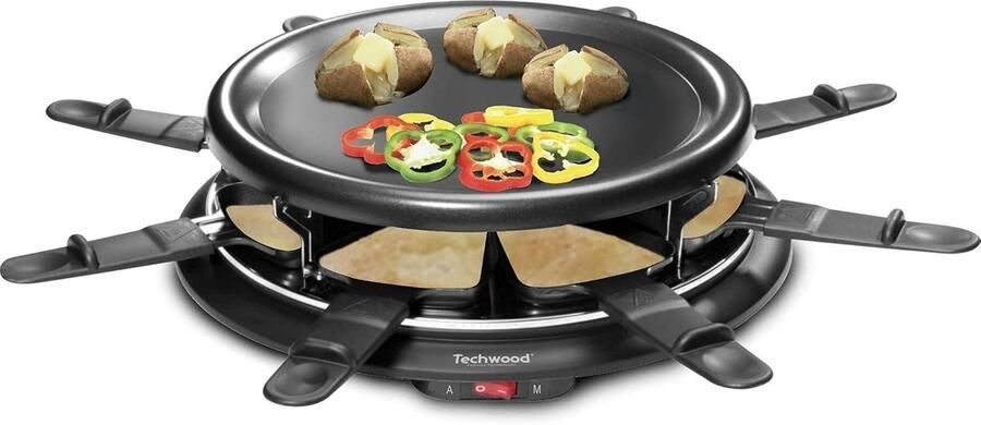 Raclette Grill Pannenkoekenpan Gezellig Tafelen Antiaanbaklaag 8 Personen Zwart
