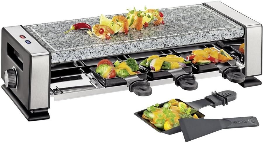 Elektrische Raclette Grill voor 8 Personen met Marmeren Steen en Antiaanbakpannen