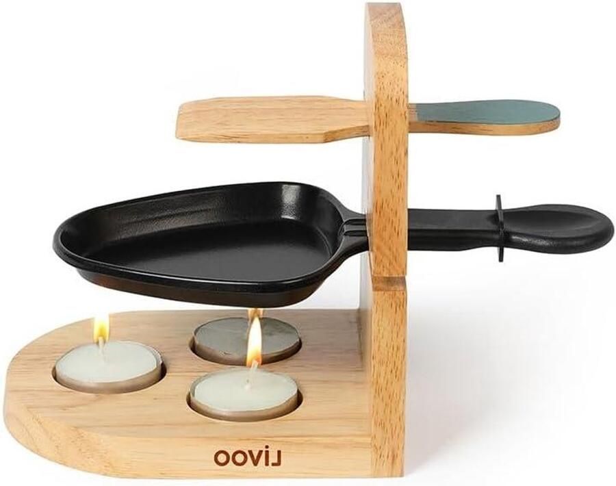 Elektrische Raclette Tafelgrill Raclette Gezellig Eten Snelle Opwarming 10 x 10 cm Houtkleur
