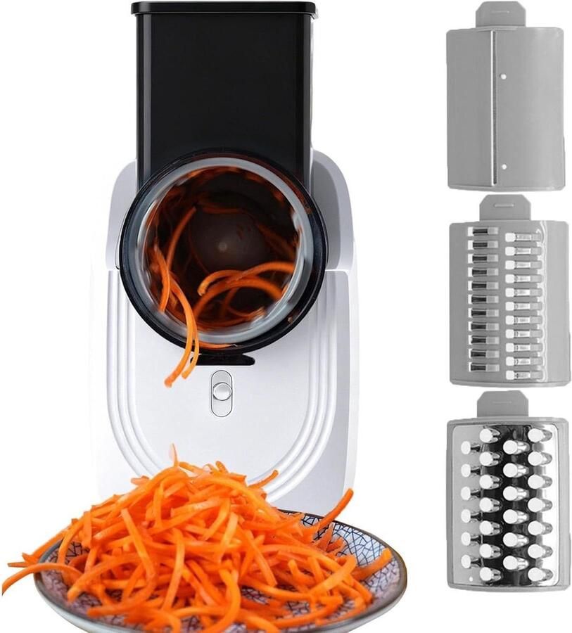 Elektrische Rasp Keuken Snijmachine Maaltijdvoorbereiding Thuis 3 Verschillende Kegels 14x16x29cm Zwart