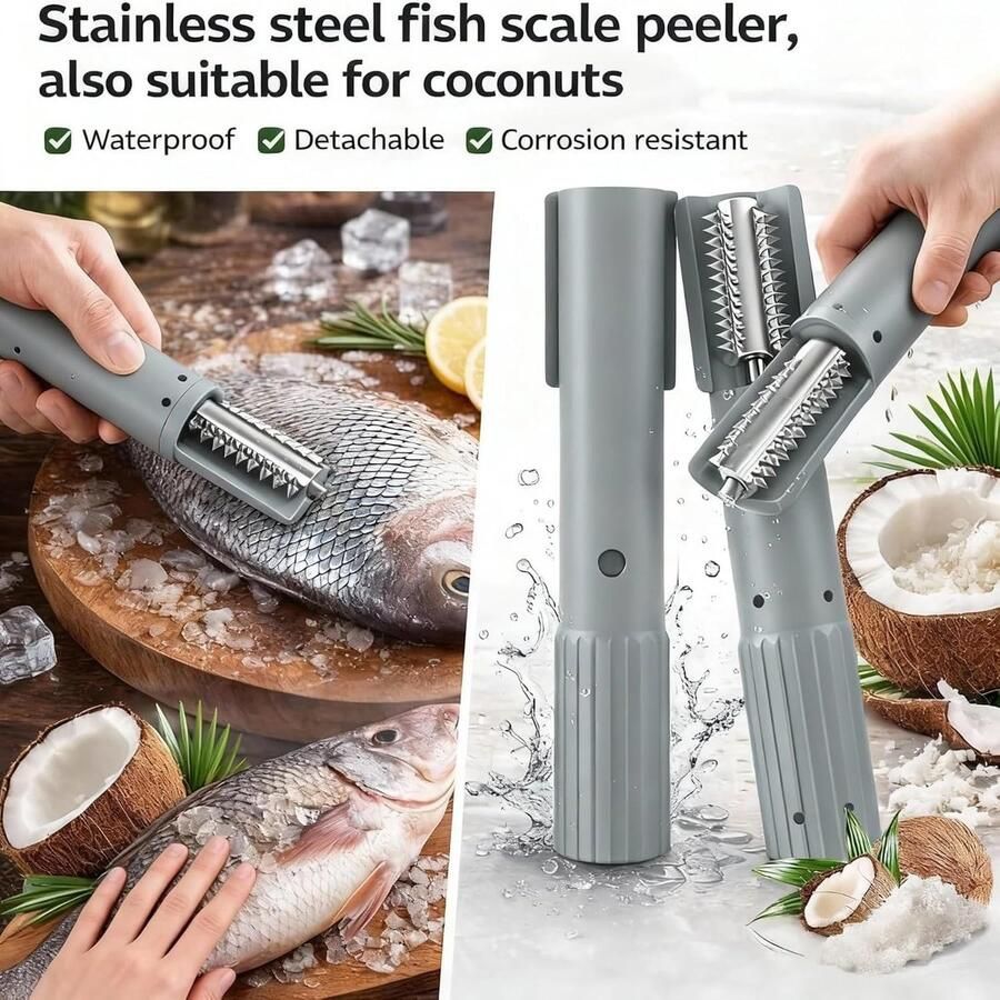 Elektrische Rasp Kokosrasp Dunschiller Vis Schalen Keuken Draadloos Handheld Ontwerp 10x10x10 Millimeter Grijs