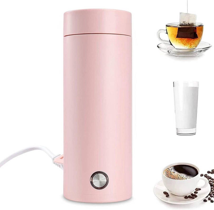 Elektrische reis-waterkoker 400 ml roestvrij staal verwarmingsbeker snel koken automatische uitschakeling thee melk koffie PINK reiswaterkoker