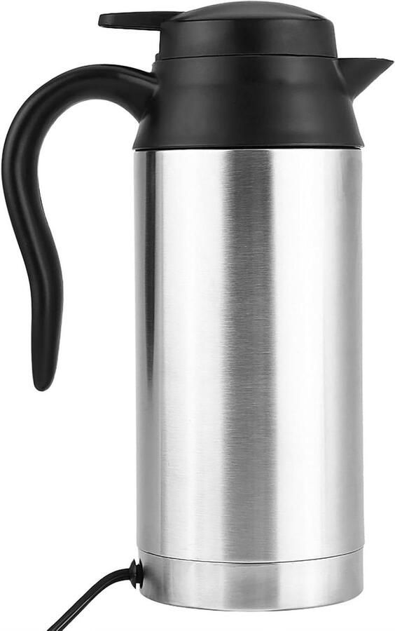Elektrische Reiskan Auto Waterkoker Warme Dranken Onderweg Visuele Indicator 750 Ml Capaciteit Zilver Zwart