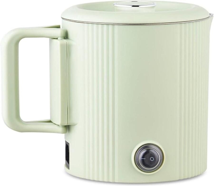 Elektrische Reiswaterkoker Draagbare Minipan Koffie Zetten Onderweg Dubbelwandige Isolatie 08 Liter Mintgroen