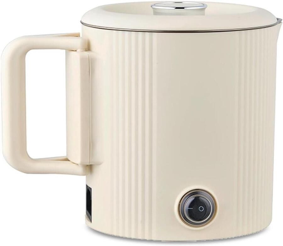 Elektrische Reiswaterkoker Draagbare Minipan Onderweg Koken 2-in-1 Functionaliteit 08 Liter Beige