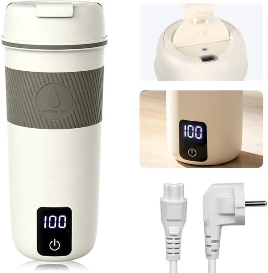 Elektrische reiswaterkoker klein 350 ml kleine waterkoker voor op reis 300 W mini-waterbeker roestvrij staal 316 4-traps temperatuurregeling touch-display reiswaterkoker klein voor onderweg