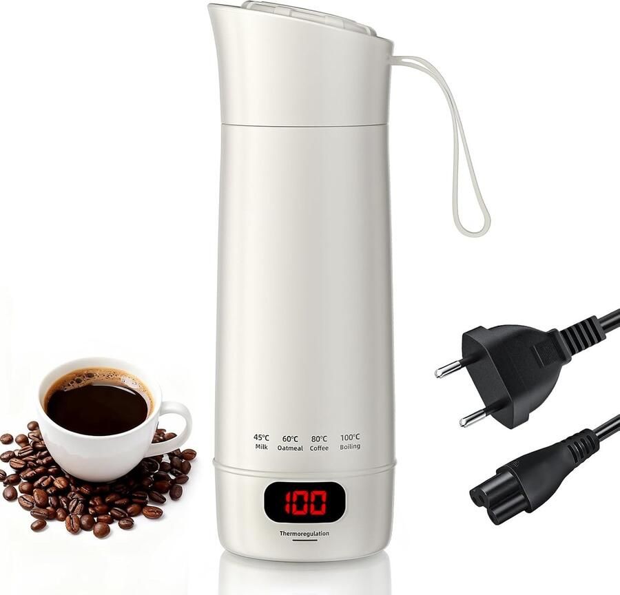 Elektrische Reiswaterkoker Mini Waterkoker Warme Dranken Maken 4 Temperatuurinstellingen 400 ml Wit