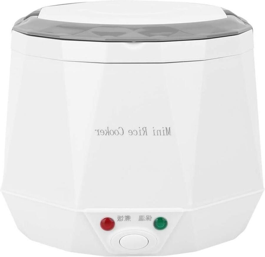 Elektrische Rijstkoker Mini Kookpot Onderweg Koken Dubbele Veiligheidssluiting 1.6 Liter Wit