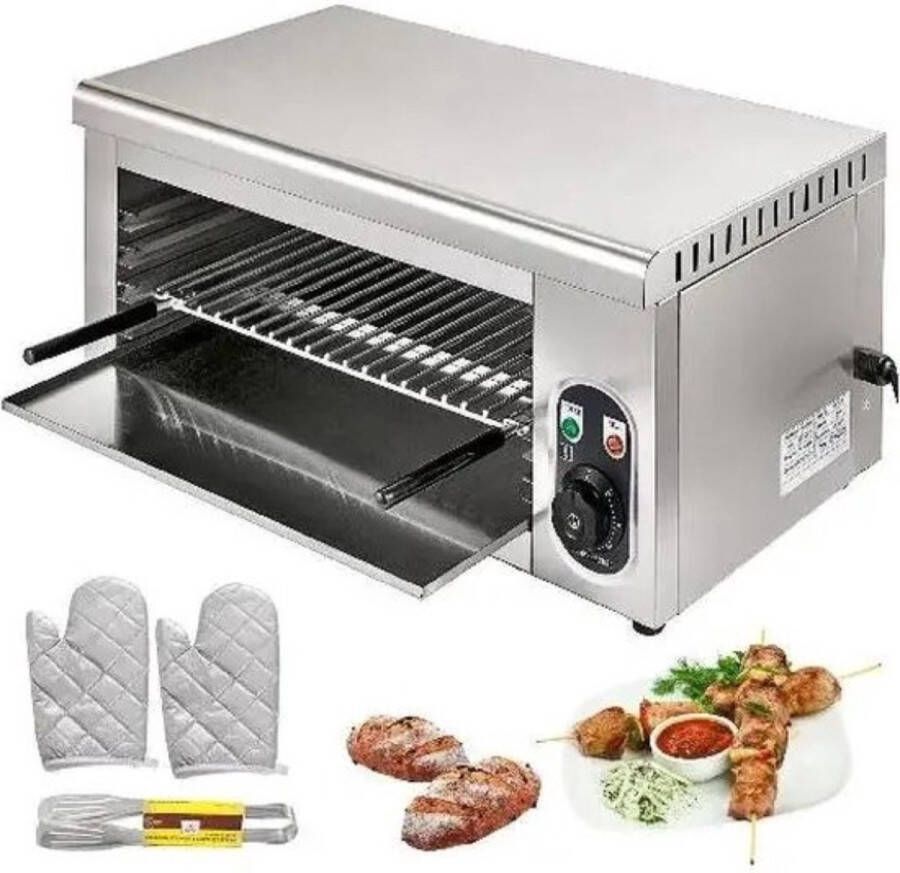 Elektrische Roestvrij Staal Oven Grill en Pizza Oven Voor Kip en Keuken 2kW Afmetingen 60.9 x 30.4 x 26.6 cm