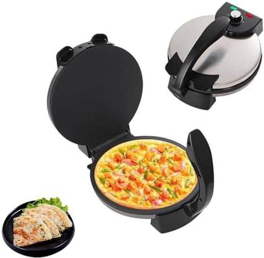 Elektrische Roti Maker Automatische Chapati Machine Platbrood Bakken Dubbelzijdige Verwarming 30 cm Bord Zwart