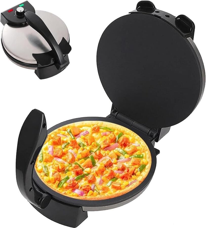 Elektrische Roti Maker Automatische Chapati Machine Platbrood Bakken Dubbelzijdige Verwarming 30 cm Zwart