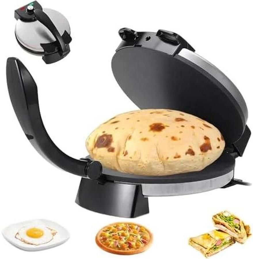 Elektrische Roti Maker Tortillapers Apparaat Thuis Tortilla's Maken Instelbare Temperatuur 30 cm Diameter Zilver