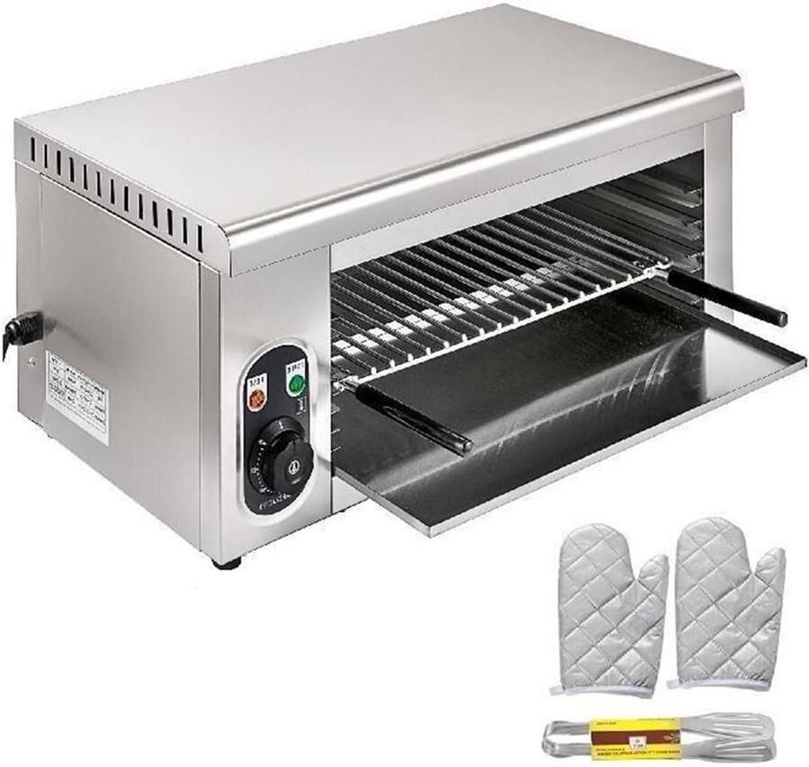 Elektrische Salamander Oven Keuken Grill Professioneel Koken Verstelbaar Raster 68 x 38 x 34 cm Zilver
