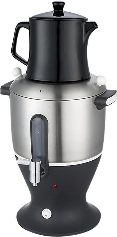 Elektrische Samovar Theeapparaat Waterkoker Grote Groepen Voorzien Roestvrij Staal Dubbele Wand 6 Liter Zilverkleurig