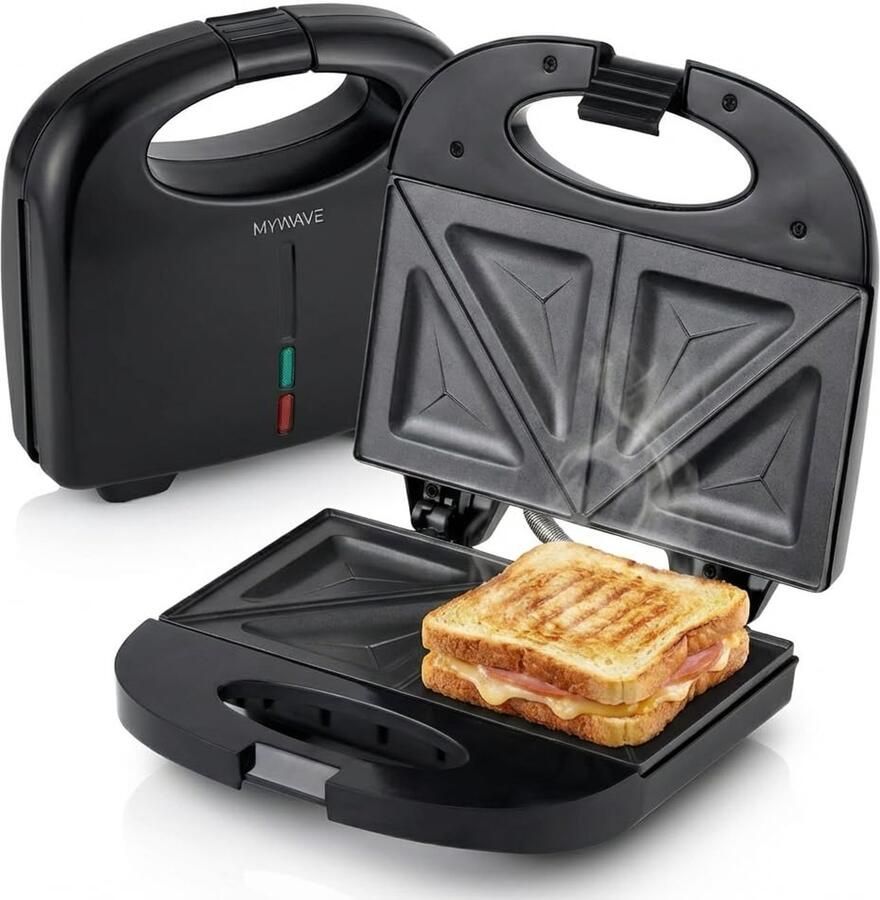 Elektrische Sandwichmaker 750 W Vermogen Antiaanbakplaten Zwart Tosti-IJzer Voor Brood En Snacks