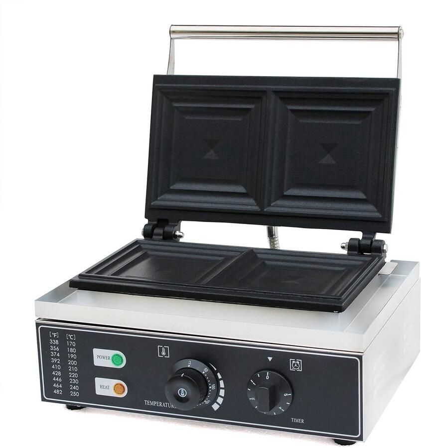 Elektrische Sandwichmaker Panini Grill Snacks Maken Instelbare Temperatuur 38.5 cm Zilver